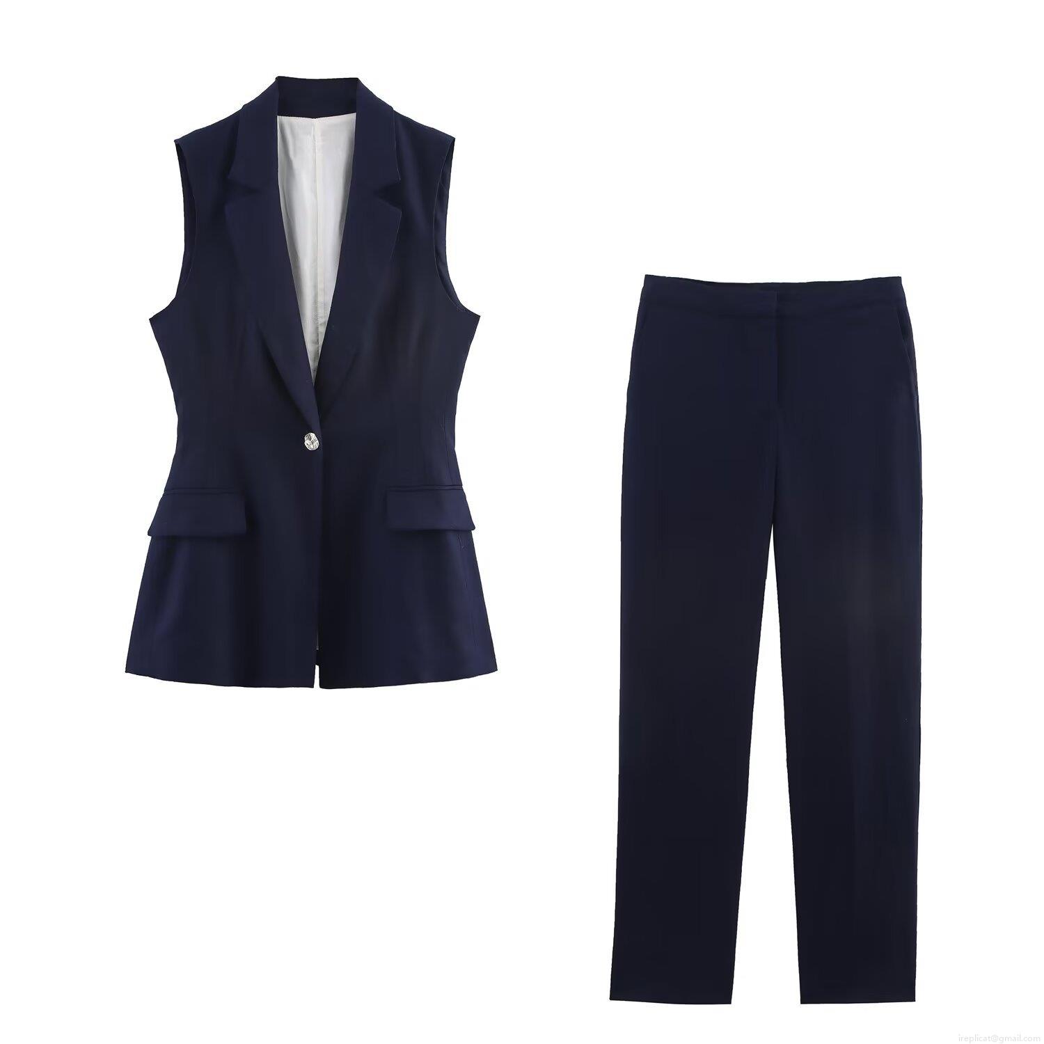 Women Professional Linen Blend Sleeveless Vest And Straight Leg Pants Suit Set Casual Office Wear Slim Fit Lapel Single Button Two Piece Outfit Women Professional Linen Blend Sleeveless Vest And Straight Leg Pants Suit Set Casual Office Wear Slim Fit Lapel Single Button Two Piece Outfit