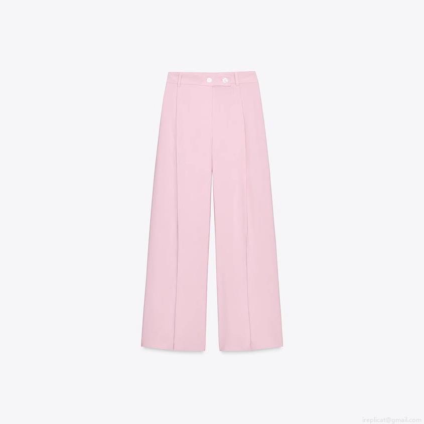 Women\'s 2 Piece Set Pink Halter Neck Double Breasted Vest Waistcoat and Pleated Wide Leg Trousers Polyester Twill Elegant Office Suits
