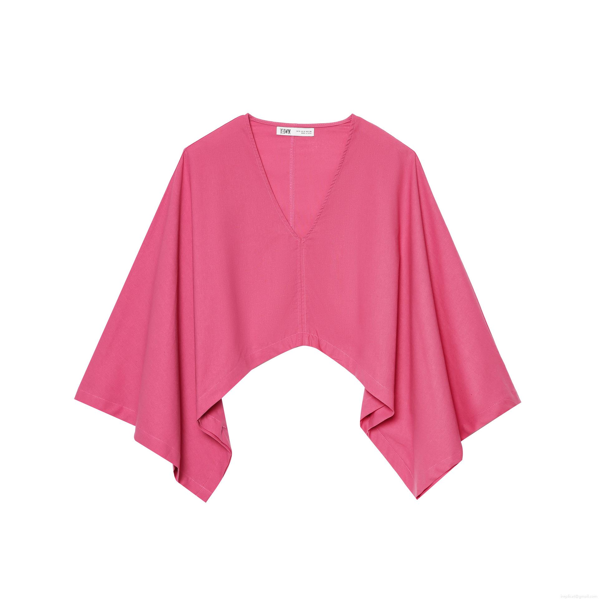 Women\'s Two Piece Linen Blend Set Asymmetric Batwing Sleeve V Neck Kimono Crop Top And Wide Leg Drawstring Pants Casual Summer Streetwear Outfit