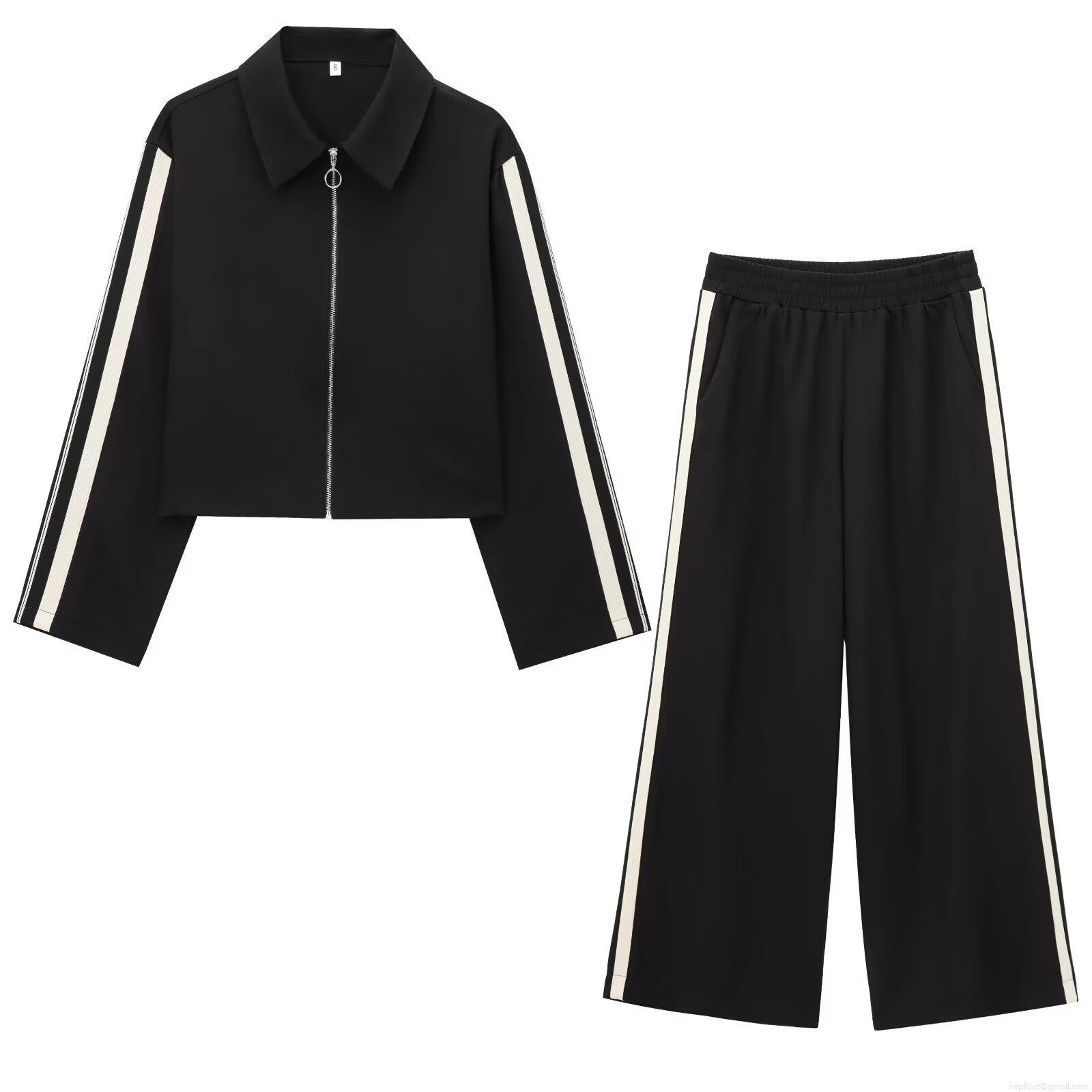 Women's Two Piece Casual Tracksuit Set Side Stripe Long Sleeve Zipper Jacket And High Waisted Wide Leg Pants Sporty Streetwear Outfit For Women Women's Two Piece Casual Tracksuit Set Side Stripe Long Sleeve Zipper Jacket And High Waisted Wide Leg Pants Sporty Streetwear Outfit For Women