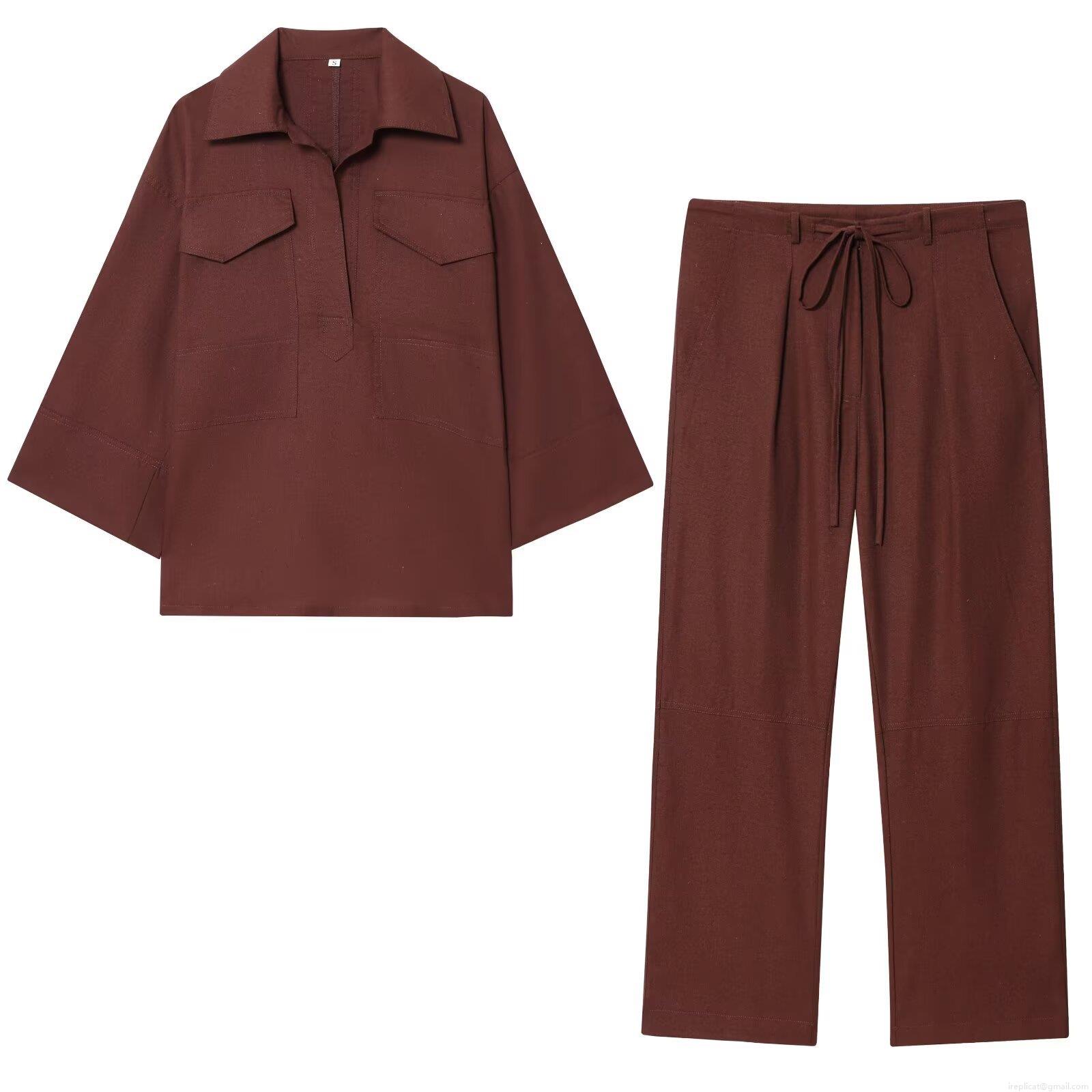 Women Casual Two Piece Outfits Polyester Shirt and Pants Set Solid Color Long Sleeve Pockets Drawstring Streetwear Loungewear for Lady Women Casual Two Piece Outfits Polyester Shirt and Pants Set Solid Color Long Sleeve Pockets Drawstring Streetwear Loungewear for Lady