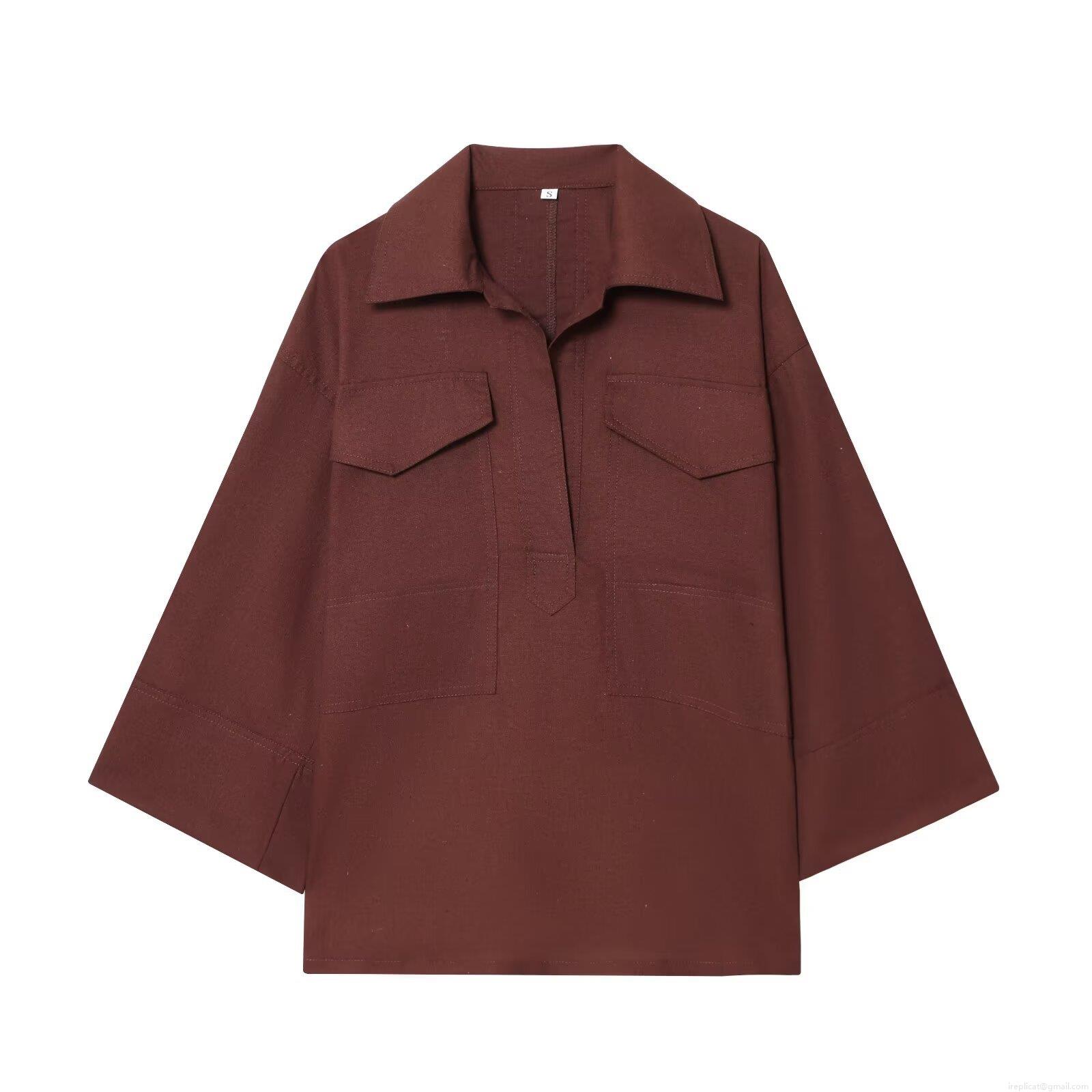 Women Casual Two Piece Outfits Polyester Shirt and Pants Set Solid Color Long Sleeve Pockets Drawstring Streetwear Loungewear for Lady