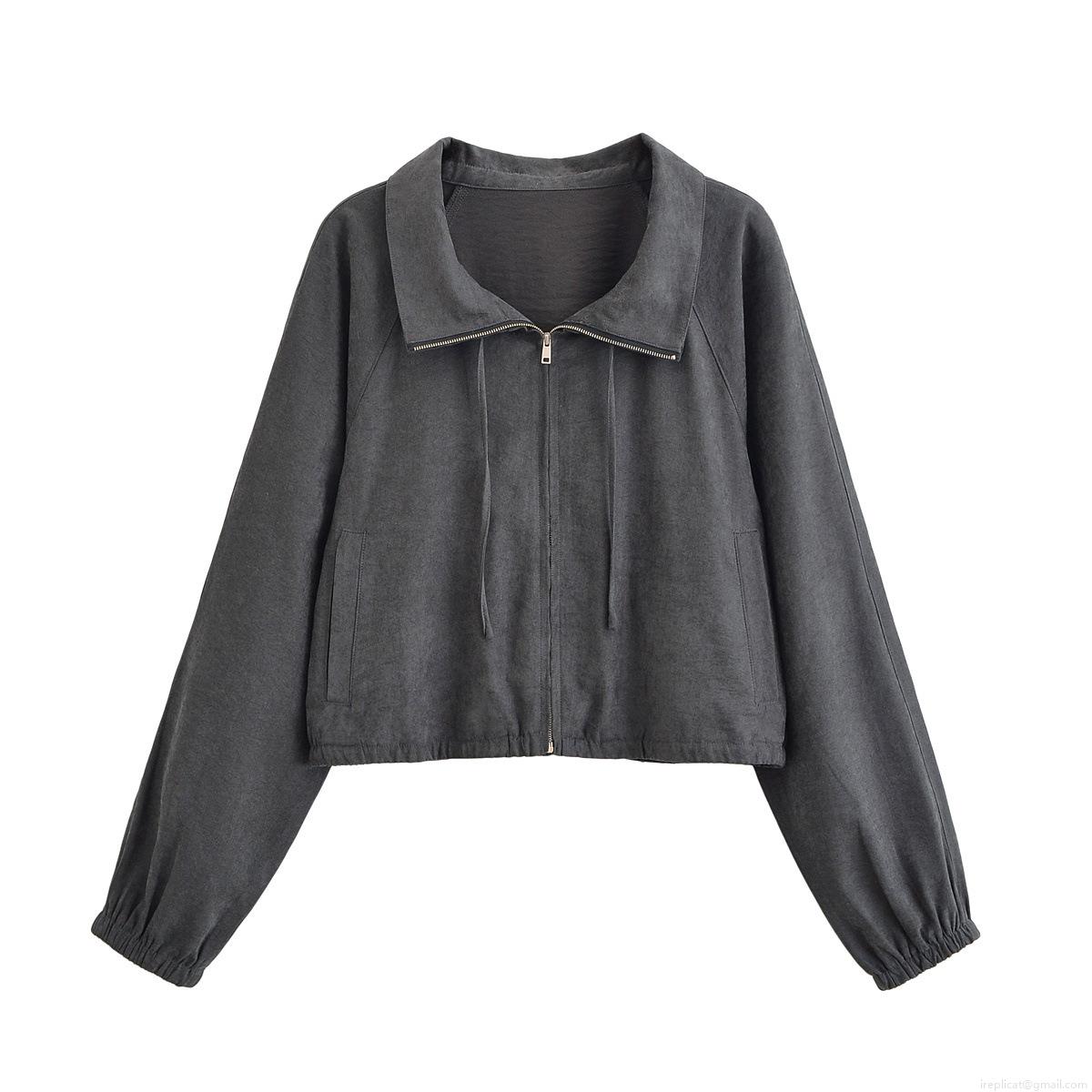 Women's Casual Two Piece Outfits Solid Dark Grey Zip Up Jacket And Wide Leg Drawstring Pants Set 100% Polyester Streetwear Sporty Tracksuit For Women Women's Casual Two Piece Outfits Solid Dark Grey Zip Up Jacket And Wide Leg Drawstring Pants Set 100% Polyester Streetwear Sporty Tracksuit For Women