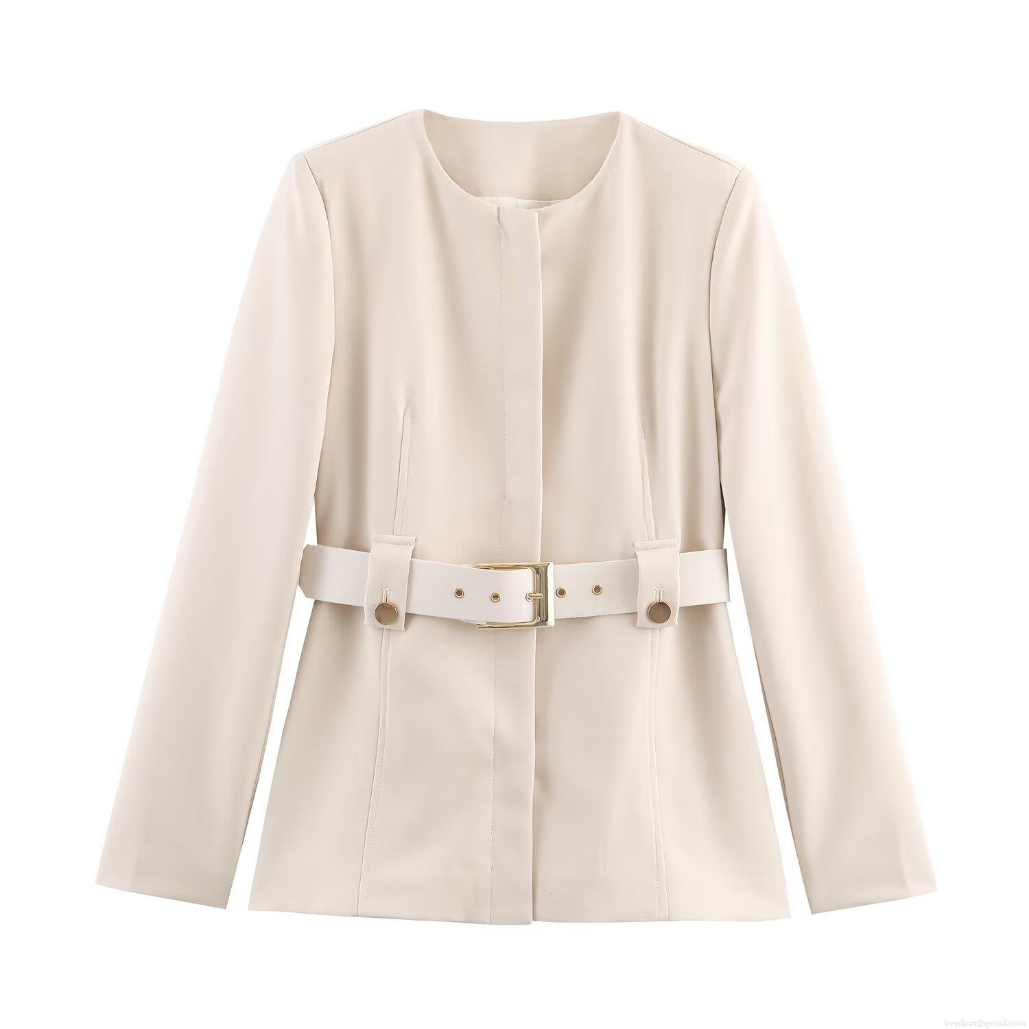 Women's Autumn Fashion Slim Fit Pants Set Solid Color Long Sleeve Crew Neck Blazer Jacket With Belt And High Waist Flared Pants For Office Career Casual Streetwear Women's Autumn Fashion Slim Fit Pants Set Solid Color Long Sleeve Crew Neck Blazer Jacket With Belt And High Waist Flared Pants For Office Career Casual Streetwear