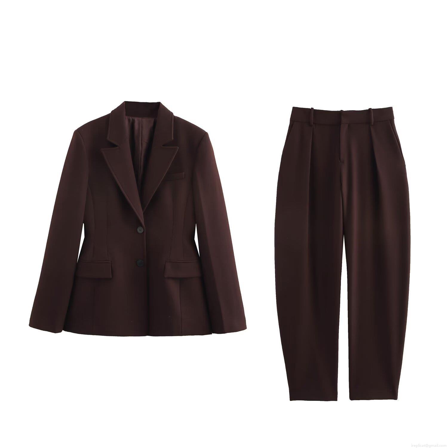 Women's 2 Piece Blazer Suit Set Solid Color Lapel Long Sleeve Jacket And High Waist Wide Leg Wide-leg Pants Office Lady Business Casual Outfits Autumn Fashion Clothes Women's 2 Piece Blazer Suit Set Solid Color Lapel Long Sleeve Jacket And High Waist Wide Leg Wide-leg Pants Office Lady Business Casual Outfits Autumn Fashion Clothes