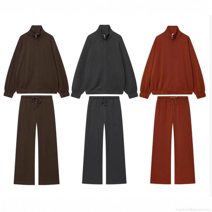Women\'s Casual Two Piece Set Solid Color Stand Collar Zipper Hoodie And Wide Leg Sweatpants Soft Knitted Polyester Tracksuit For Autumn Winter Women Loungewear Women\'s Casual Two Piece Set Solid Color Stand Collar Zipper Hoodie And Wide Leg Sweatpants Soft Knitted Polyester Tracksuit For Autumn Winter Women Loungewear