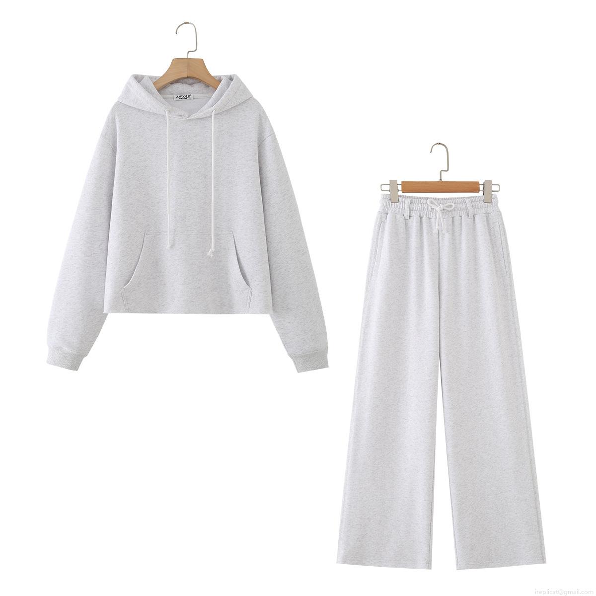 Women's Two Piece Tracksuit Set 99% Cotton Hooded Raw Hem Sweatshirt and Wide Leg Pants Set Streetwear Casual Sporty Lounge Outfits Heather Grey Women's Two Piece Tracksuit Set 99% Cotton Hooded Raw Hem Sweatshirt and Wide Leg Pants Set Streetwear Casual Sporty Lounge Outfits Heather Grey