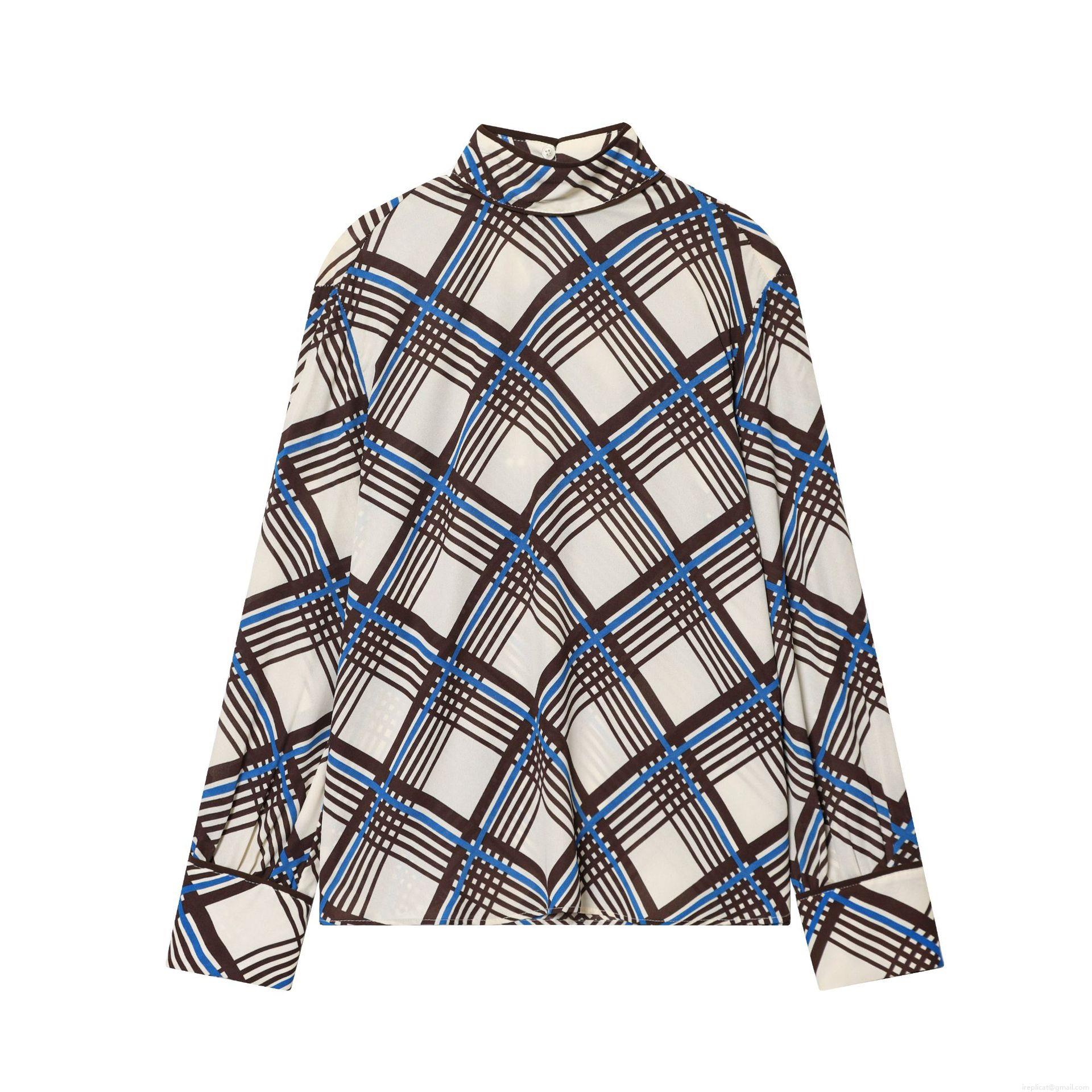 Women\'s Casual Plaid Long Sleeve Pants Set Retro High Neck Crepe Shirt And Wide Leg Trousers Two Piece Outfits For Autumn Daily Wear Women\'s Casual Plaid Long Sleeve Pants Set Retro High Neck Crepe Shirt And Wide Leg Trousers Two Piece Outfits For Autumn Daily Wear