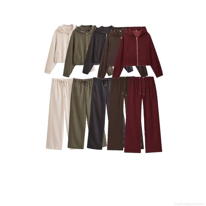 Women\'s Casual 2 Piece Hoodie Set Zip Up Hooded Sweatshirt And Wide Leg Trousers Drawstring Waist Long Pants Solid Color Sport Tracksuit Women Women\'s Casual 2 Piece Hoodie Set Zip Up Hooded Sweatshirt And Wide Leg Trousers Drawstring Waist Long Pants Solid Color Sport Tracksuit Women