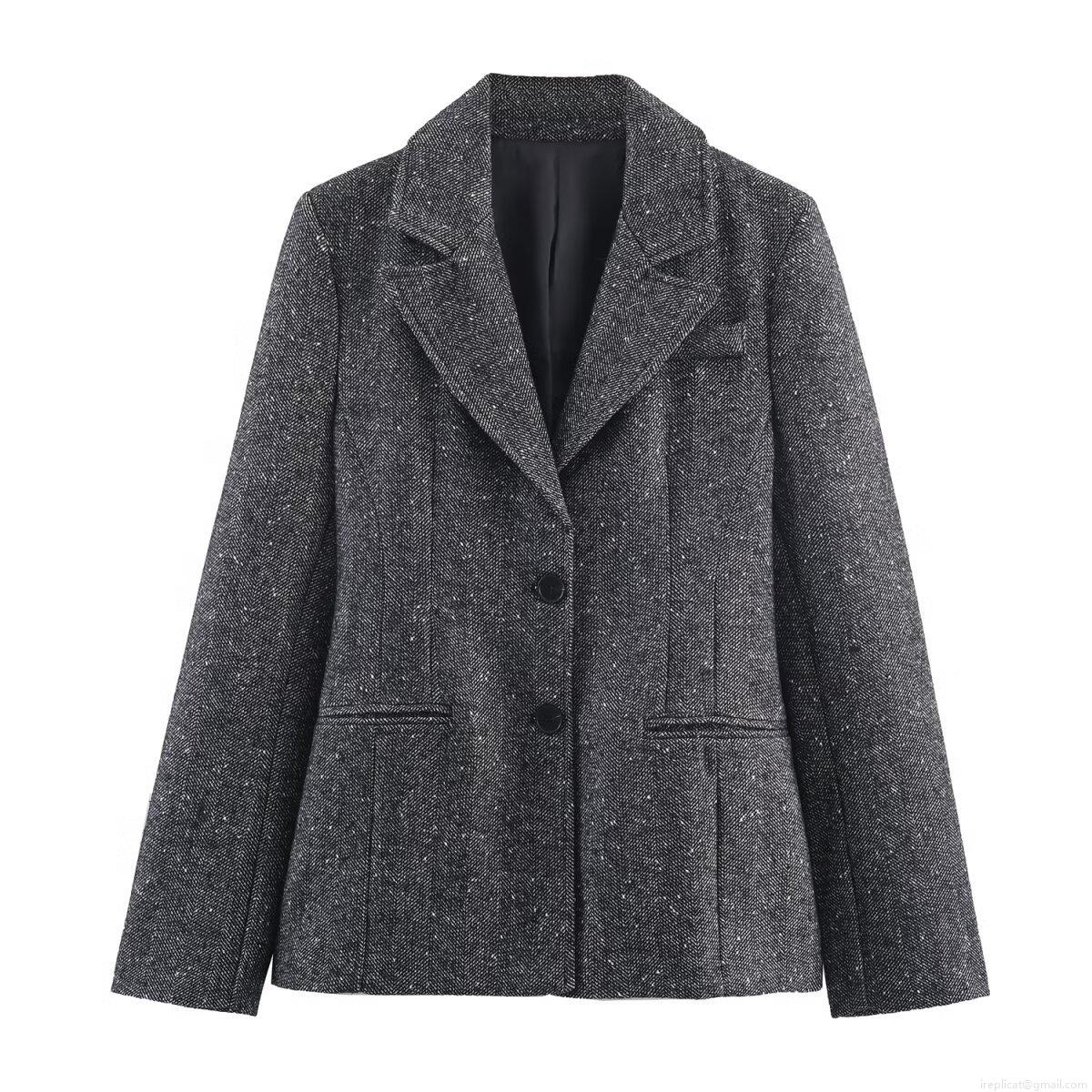 Women's Elegant Herringbone Tweed Peplum Blazer Or Wide Leg Pants Elegant Dark Grey Business Office Suit Streetwear Separate Sets Women's Elegant Herringbone Tweed Peplum Blazer Or Wide Leg Pants Elegant Dark Grey Business Office Suit Streetwear Separate Sets