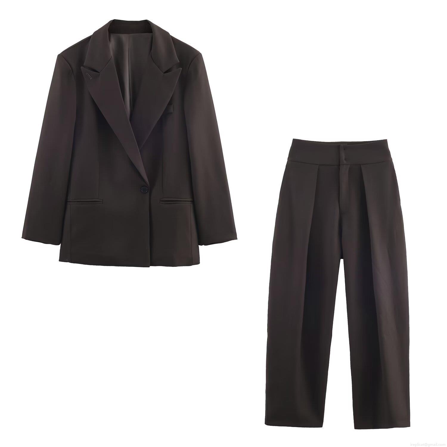 Women's Elegant Two Piece Blazer and Pants Set Solid Color Double Breasted Loose Fit Office Lady Suits Outfits Streetwear Casual Wide Leg Trousers Women's Elegant Two Piece Blazer and Pants Set Solid Color Double Breasted Loose Fit Office Lady Suits Outfits Streetwear Casual Wide Leg Trousers