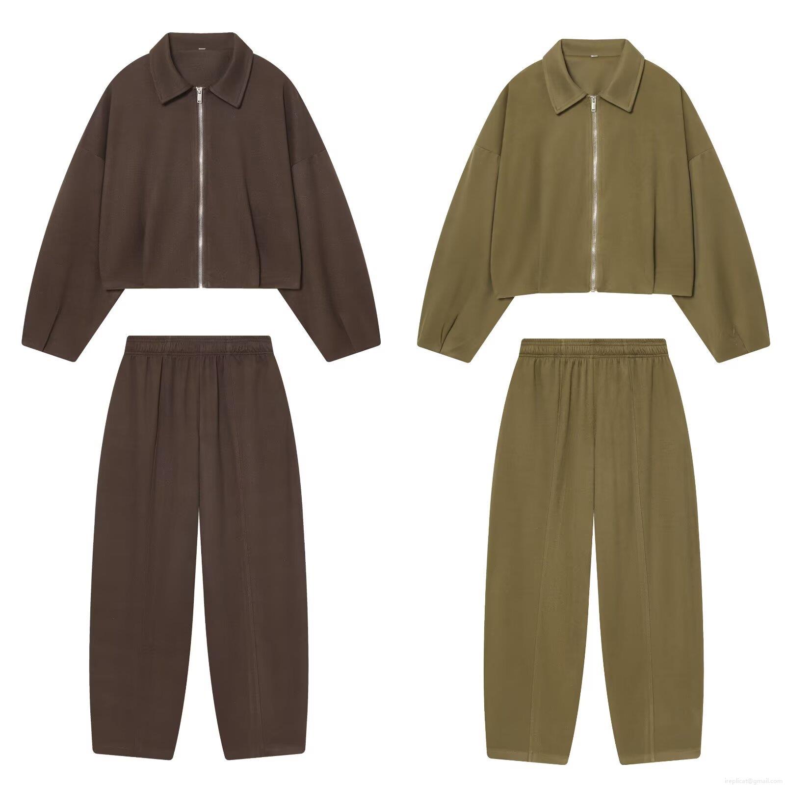 Women's 2-Piece Fashion Leisure Outfits Set Soft Polyester Zipper Lapel Bomber Jacket And Wide Leg Long Pants Solid Color Autumn Winter Streetwear Tracksuit Women's 2-Piece Fashion Leisure Outfits Set Soft Polyester Zipper Lapel Bomber Jacket And Wide Leg Long Pants Solid Color Autumn Winter Streetwear Tracksuit