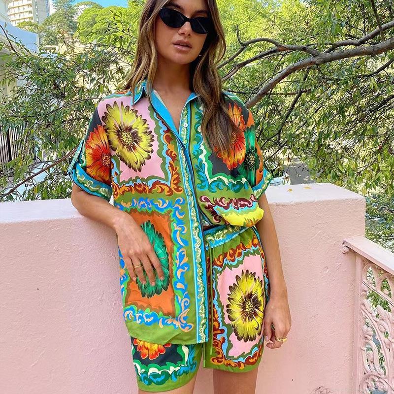 Women's Two Piece Set Floral Print Linen Blend Casual Short Sleeve Button Down Shirt and High Waist Shorts Summer Vacation Beach Outfit Women's Two Piece Set Floral Print Linen Blend Casual Short Sleeve Button Down Shirt and High Waist Shorts Summer Vacation Beach Outfit
