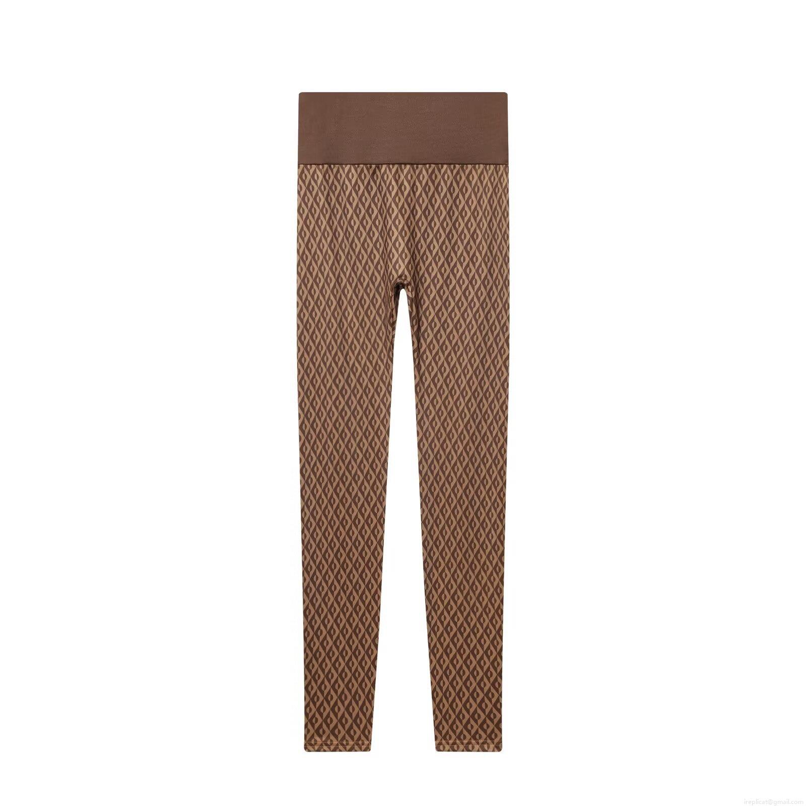 Women\'s 2 Piece Outfits Mock Neck Geometric Print Long Sleeve Top High Waist Pants Set Stretchy Slim Fit Tracksuit Casual Streetwear Autumn Winter