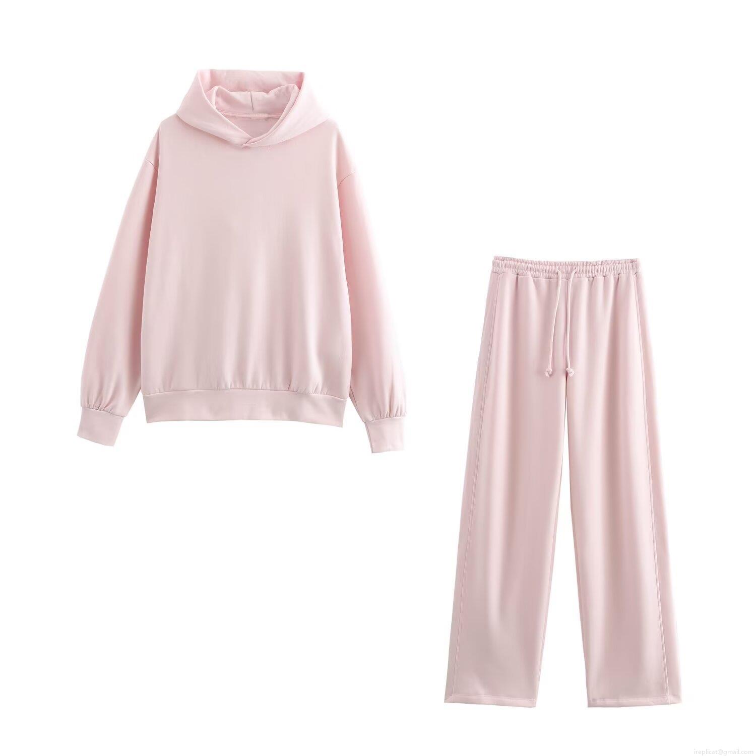 Women\'s Casual Hooded Sweatshirt or Fleece Straight Leg Pants Solid Color Cotton Brushed Warm Loungewear Loose Streetwear Top Bottoms Separates