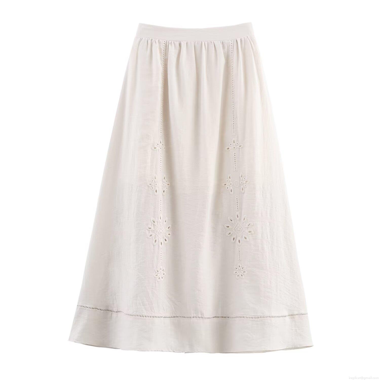 Women\'s Summer 2-Piece Skirt Set Cotton Blend Eyelet Embroidery Camisole Crop Top And A-Line Long Maxi Skirt Boho Beach Vacation Outfits