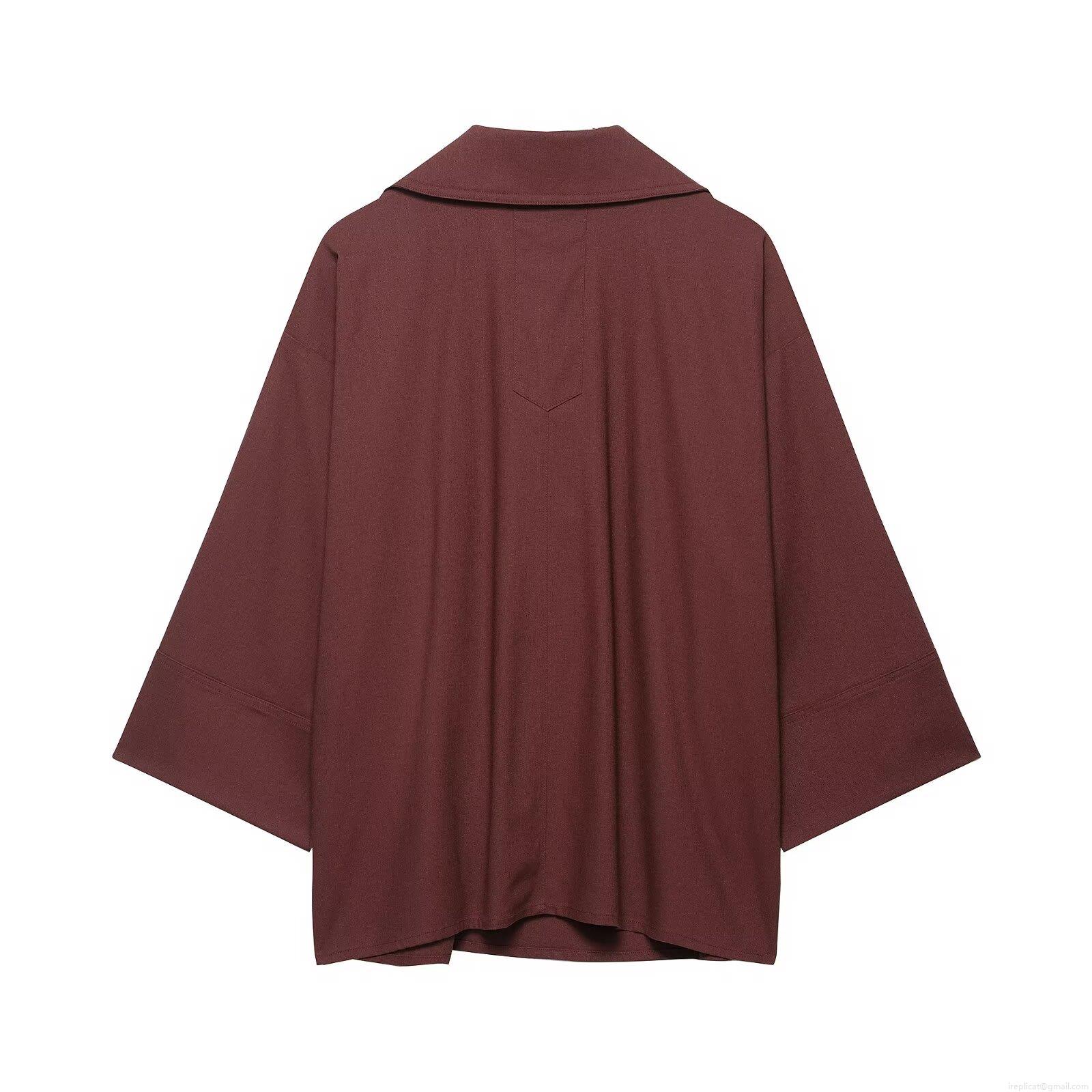 Women\'s 2 Piece Outfits Casual Polyester Shirt and Wide Leg Pants Set Solid Color Long Sleeve Button Down Blouses and Drawstring Trousers Streetwear Outfits for Women