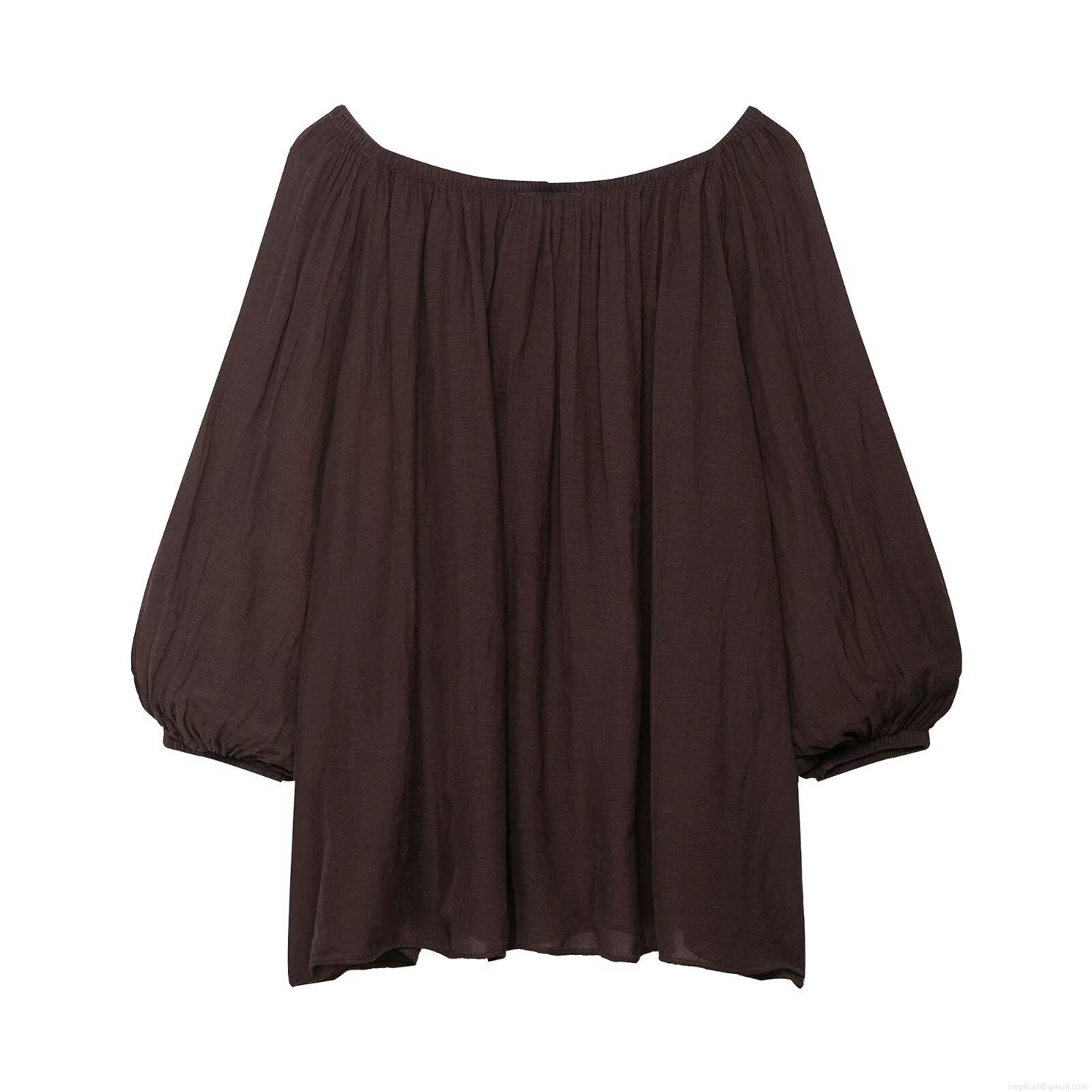 Women\'s Two Piece Set Pleated Polyester Off Shoulder Long Sleeve Lantern Sleeve Top And Elastic Waist Shorts Casual Streetwear Outfit Set