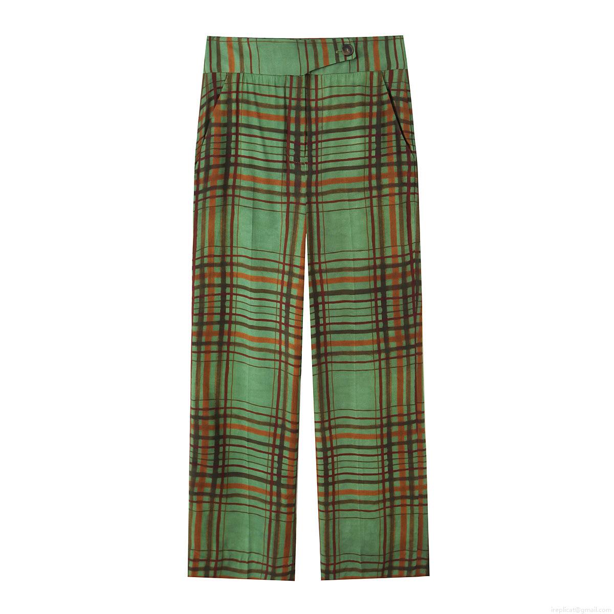 Women Retro Green Plaid Blazer and Pants Set Double Breasted Polyester Casual Suit Office Streetwear Fashion Two Piece Outfits