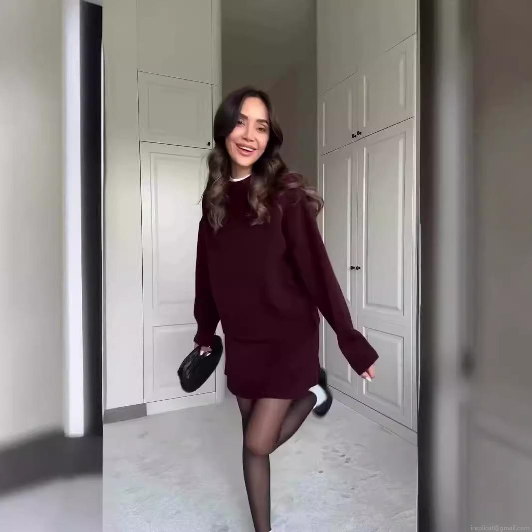 Women's Knitted Two Piece Set College Style Solid Color Long Sleeve Sweater And Mini Skirt Casual Fall Winter Outfit For Women Women's Knitted Two Piece Set College Style Solid Color Long Sleeve Sweater And Mini Skirt Casual Fall Winter Outfit For Women
