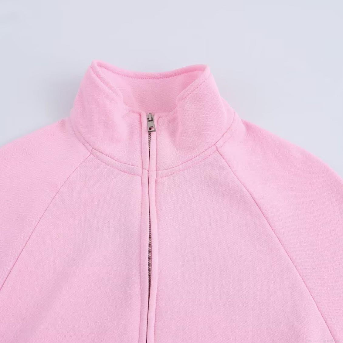 Women\'s Casual Knitted Sweatshirt And Flare Pants Set 85% Cotton Solid Color Stand Collar Zipper Hoodie High Waist Drawstring Sporty Loungewear Two-Piece Tracksuit