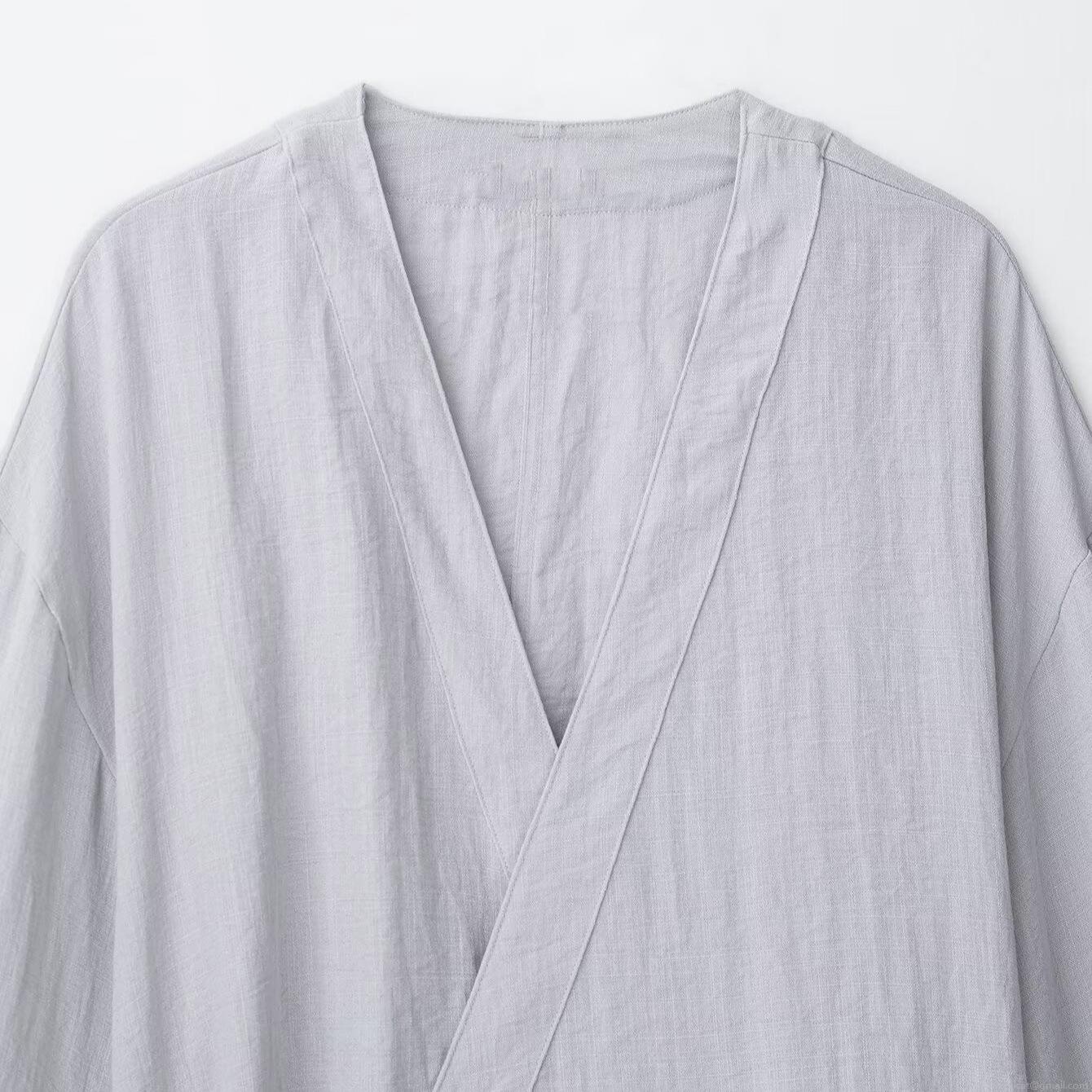 Women\'s Casual Kimono Style Loungewear Set 100% Polyester Cotton Linen Texture Tie Side Top and Elastic Waist Wide Leg Pants Two Piece Suit for Women