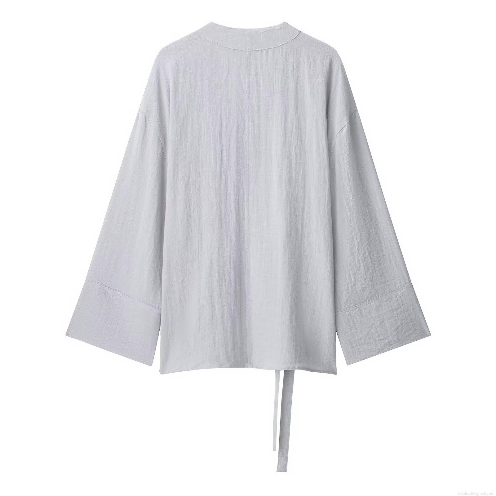 Women\'s Casual Kimono Style Loungewear Set 100% Polyester Cotton Linen Texture Tie Side Top and Elastic Waist Wide Leg Pants Two Piece Suit for Women