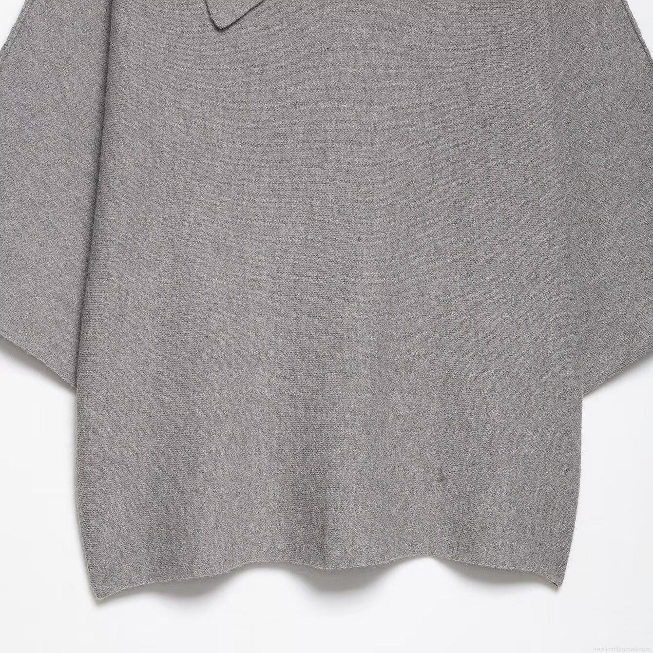 Women\'s Casual Grey Knit Skirt Set Elegant Asymmetrical Folding Collar Long Sleeve Sweater Top And High Waist Straight Midi Skirt 100% Polyester Two Piece Co-ord For Office Daily Wear Autumn Winter
