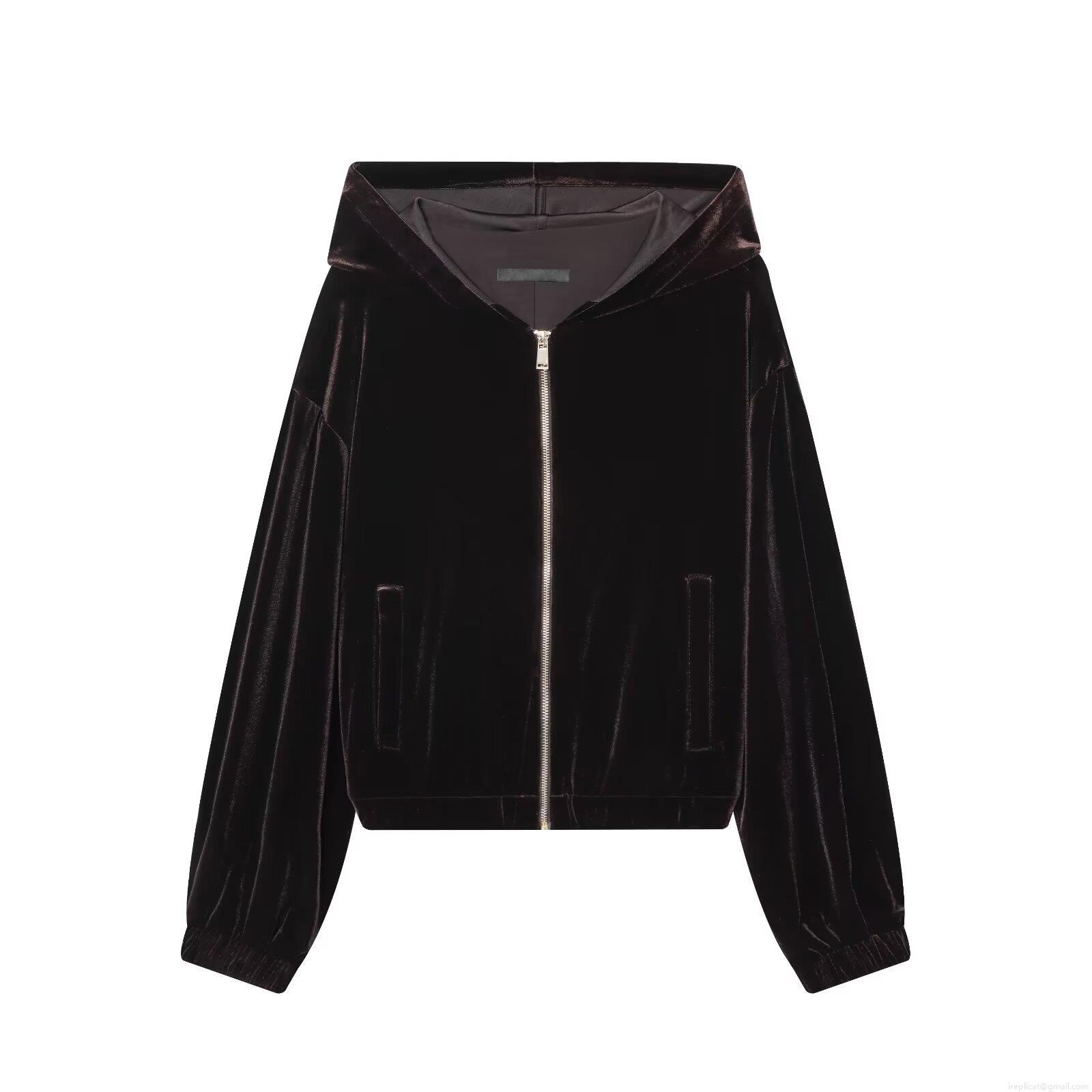 Women's Casual Velvet Hooded Jacket And Wide Leg Pants Set Solid Color Zipper Tracksuit Two Piece Loungewear For Autumn Winter Women Women's Casual Velvet Hooded Jacket And Wide Leg Pants Set Solid Color Zipper Tracksuit Two Piece Loungewear For Autumn Winter Women