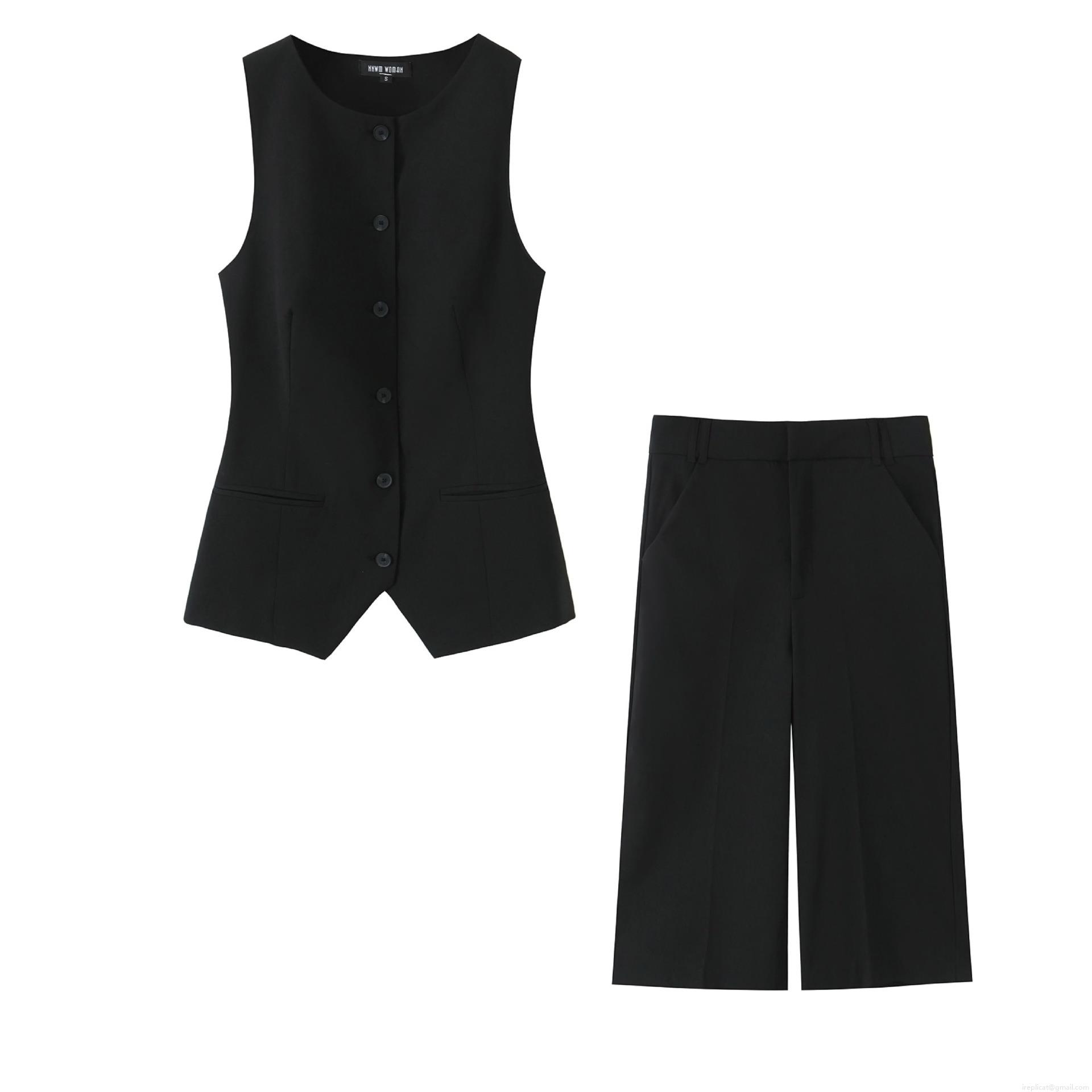 Women's Two Piece Suit Vest and High Waist Wide Leg Shorts Set Solid Color Slim Fit Single Breasted Waistcoat and Culottes Outfits for Office Casual Wear Women's Two Piece Suit Vest and High Waist Wide Leg Shorts Set Solid Color Slim Fit Single Breasted Waistcoat and Culottes Outfits for Office Casual Wear
