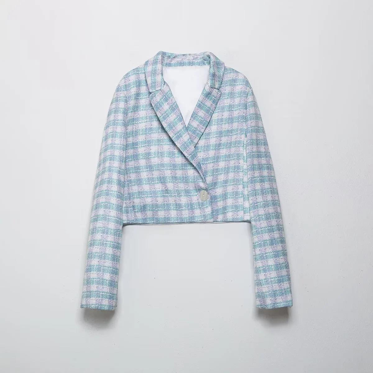Women's Vintage Tweed Plaid 2 Piece Set Elegant Cropped Jacket and High Waist Culottes Skort Cotton Blend Woven Button Up Short Set Casual Chic Streetwear Women's Vintage Tweed Plaid 2 Piece Set Elegant Cropped Jacket and High Waist Culottes Skort Cotton Blend Woven Button Up Short Set Casual Chic Streetwear