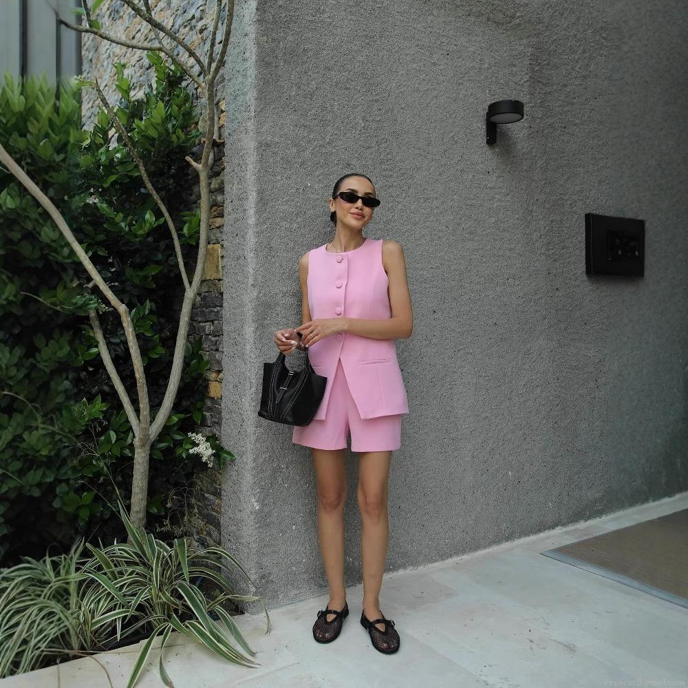 Women's Elegant 2 Piece Sleeveless Waistcoat and Shorts Set Solid Color Casual Office Blazer Vest Shorts Suit For Work Party