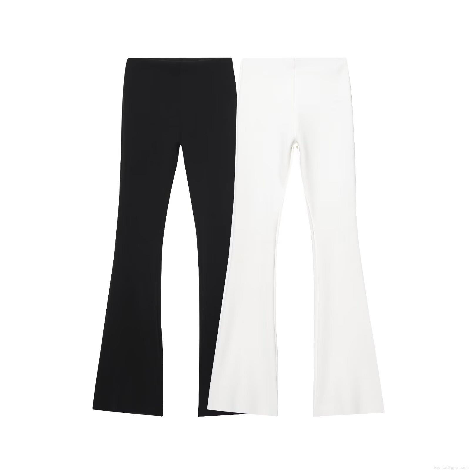 Women\'s Solid Peplum Top and High Waist Flare Pants Set Sleeveless V Neck Slim Fit Two Piece Outfits Polyester Knitted Streetwear Partywear