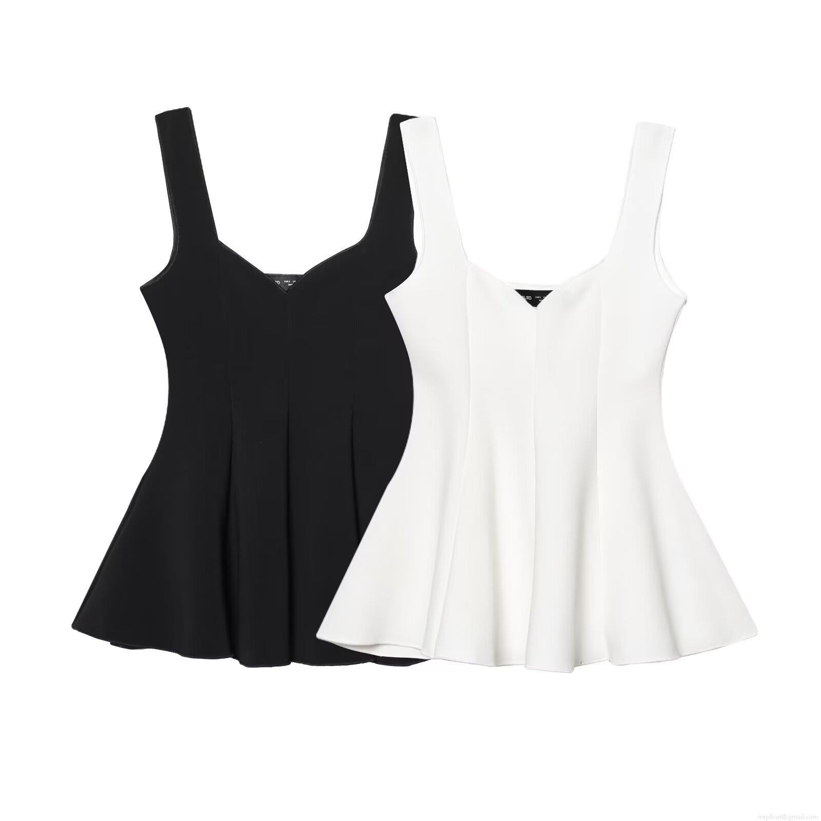 Women\'s Solid Peplum Top and High Waist Flare Pants Set Sleeveless V Neck Slim Fit Two Piece Outfits Polyester Knitted Streetwear Partywear