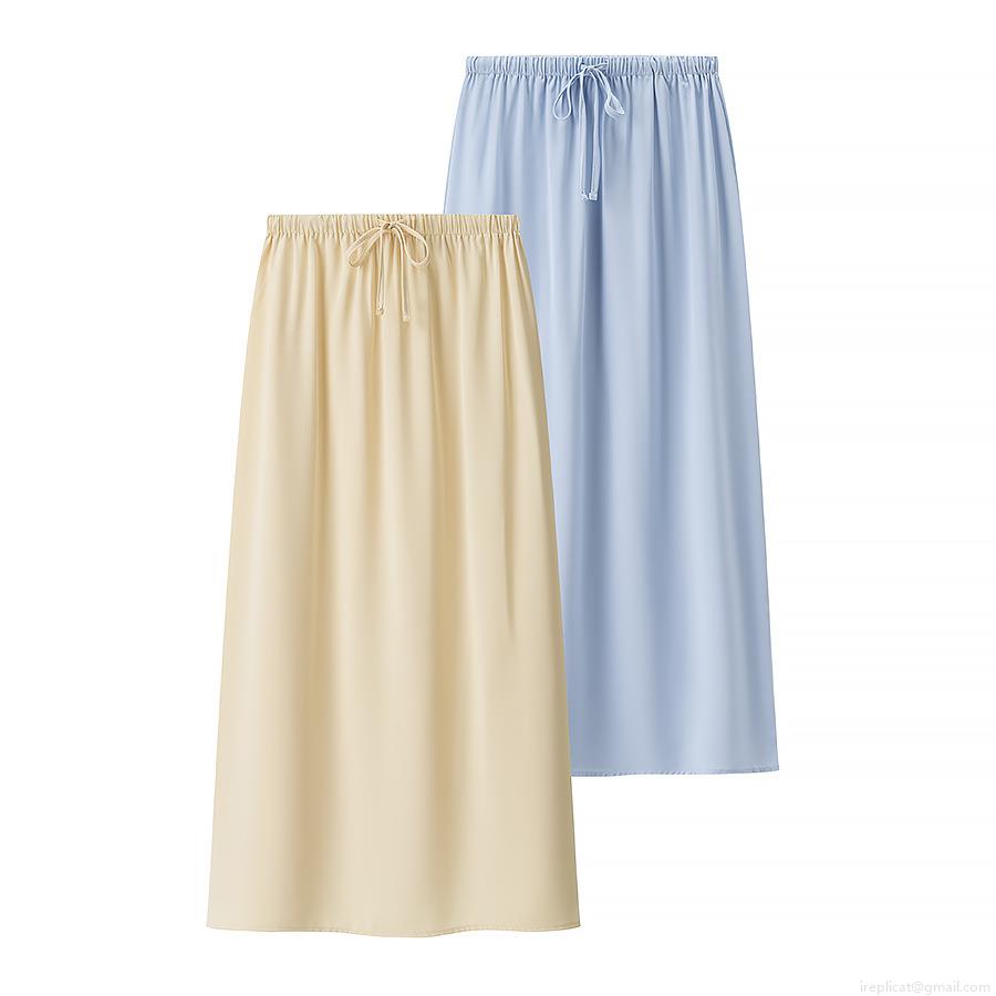 Women Summer Scalloped Hem 2 Piece Outfits Sets Tie Up Short Sleeve V Neck Top With High Waist Elastic Shorts Or A-Line Midi Skirt Separates Loungewear